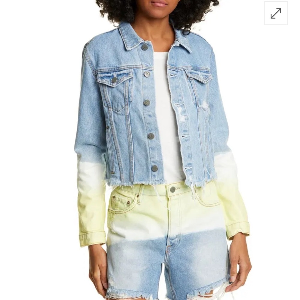 GRLFRND Cara Dip Dye Crop Denim Jacket